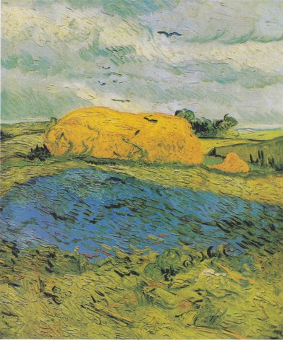 Haystacks on a Rainy Day by Vincent van Gogh